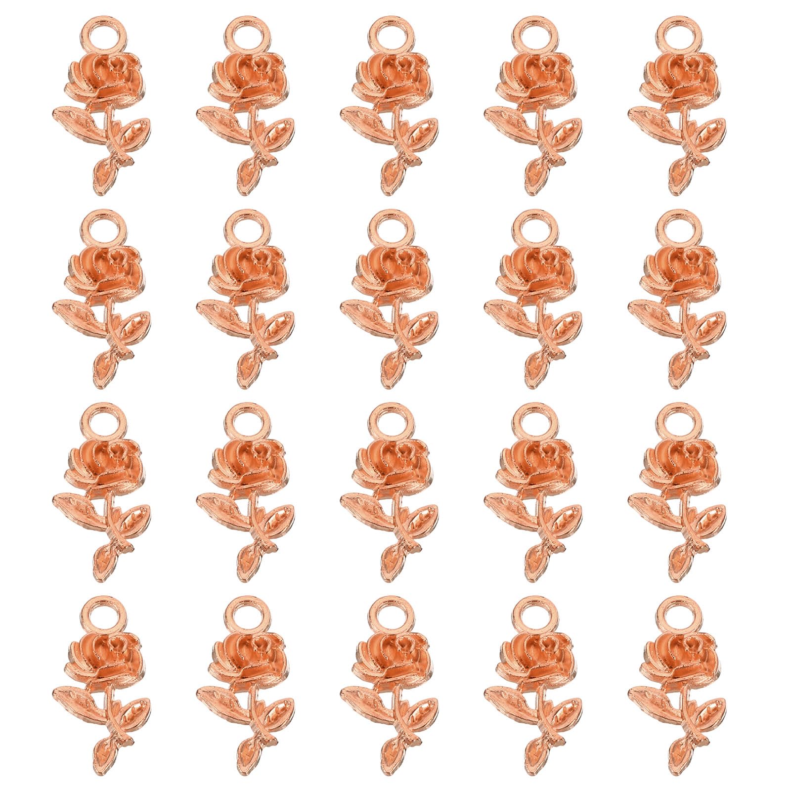 PATIKIL 50pcs Rose Charm Mini Rose Flower Pendant Charm Bulk Vintage Metal DIY for Jewelry Making Bracelet Earring Necklace