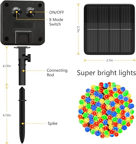 Miniatura 4 de Luces de cadena solares para exteriores, 39 pies, 100 luces LED de cadena solares para exteriores con 8 modos, luces solares para exteriores Varios