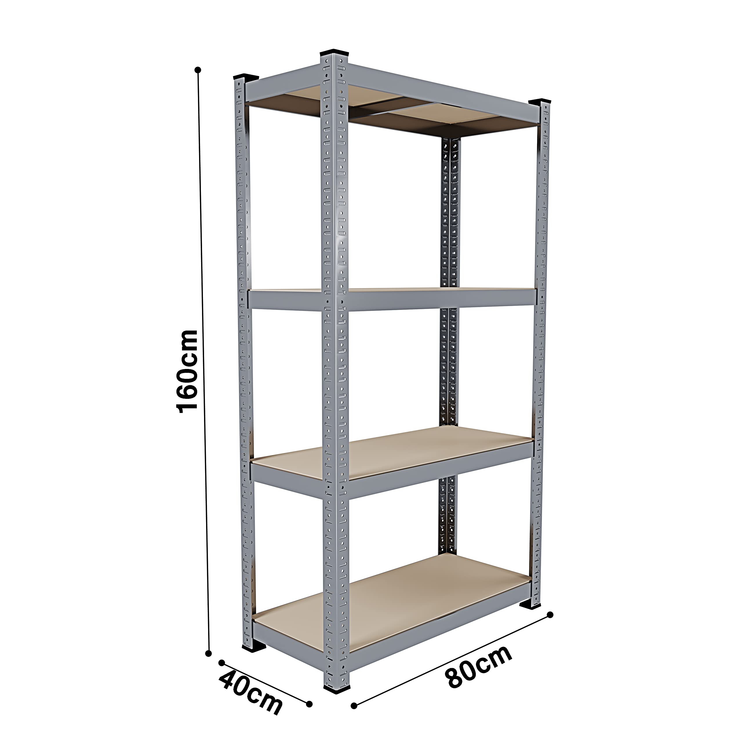 Arreditaly 2 Scaffali In Metallo E MDF Scaffale Ad Alta Portata Fino a 700 kg Con 4 Ripiani Regolabili Ideale Per Garage Officina Cantina Capannone Magazzino Design Modulare 160 x 80 x 40 cm (2)