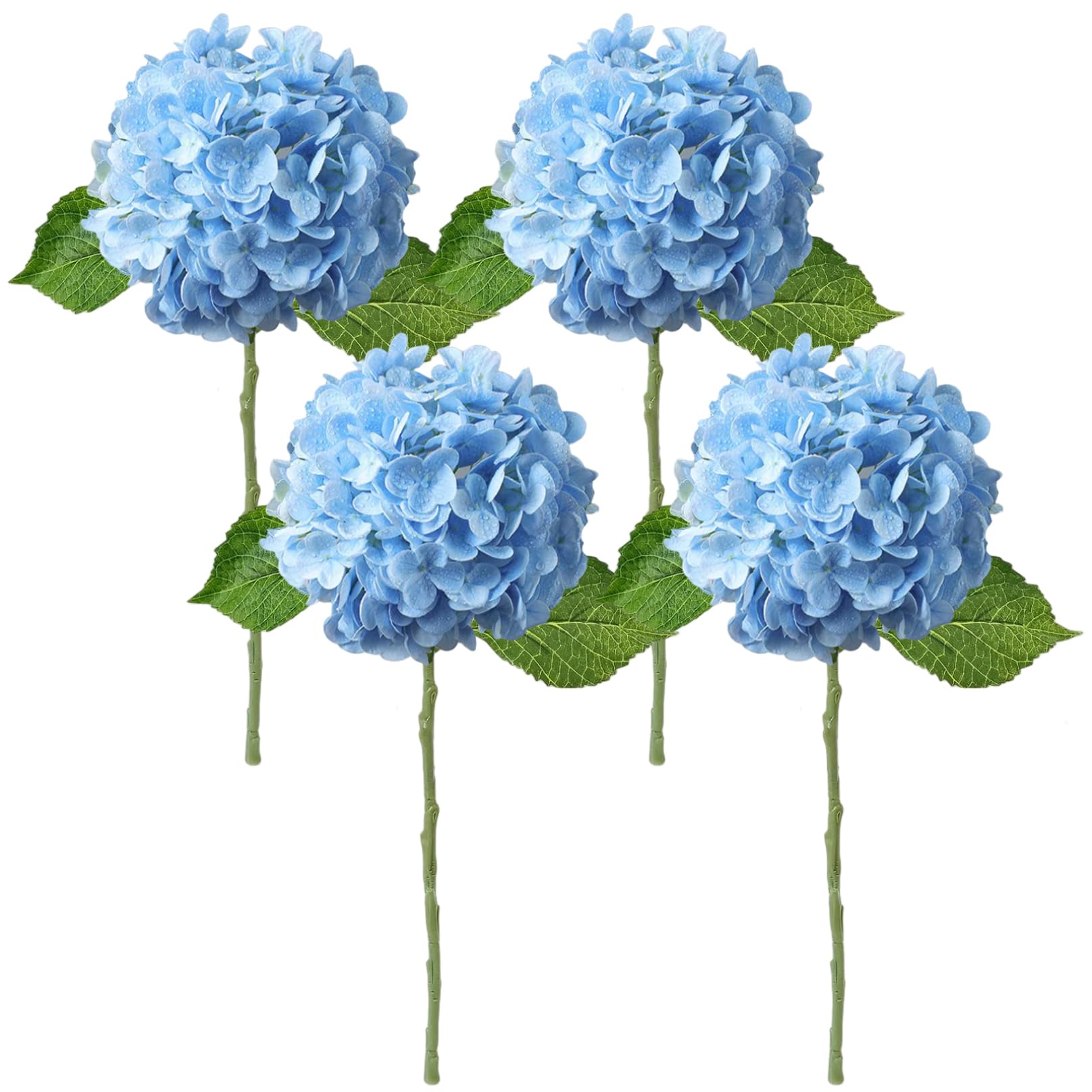 Fausses hortensias toucher réel : fleurs de soie haut de gamme couleur bleu azur