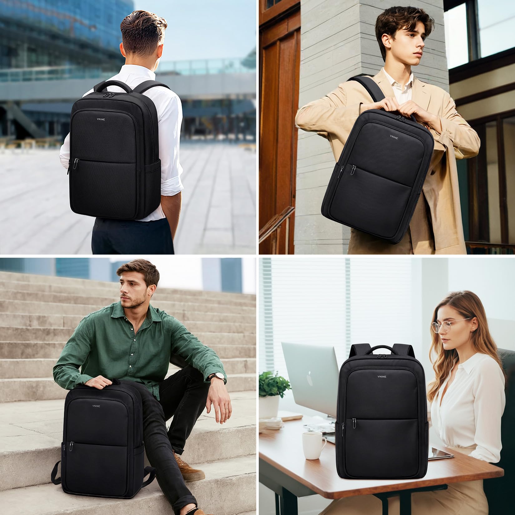 VNINE Zaino Porta PC，Impermeabile Antifurto Zaino per Computer da 15.6 Pollici Notebook da Uomo Scuola,Lavoro o Viaggio