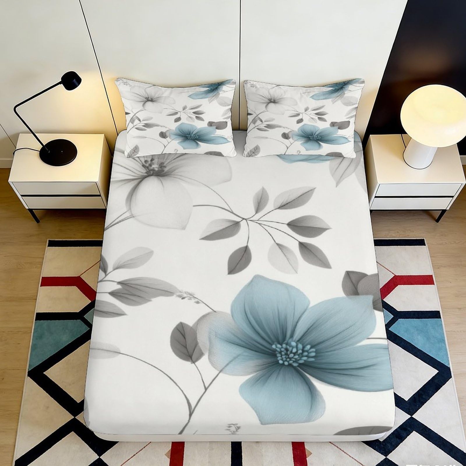 3D Printed Colorful Smile Pattern Fitted Sheet Microfiber Deep Pocket Art Bedroom Mattress Fitted Cover for Adults 180x200x25cm