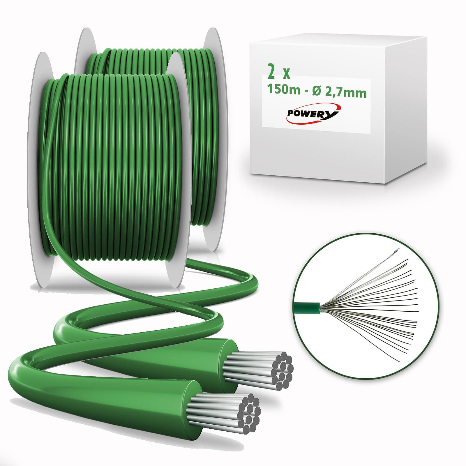 Akku-net Câble de délimitation universel de 300 m (2 x 150 m) pour robot tondeuse à gazon - Compatible avec Gardena, Husqvarna Automower, Worx, Robomow, Honda - Fil de délimitation robuste de 2,7 mm