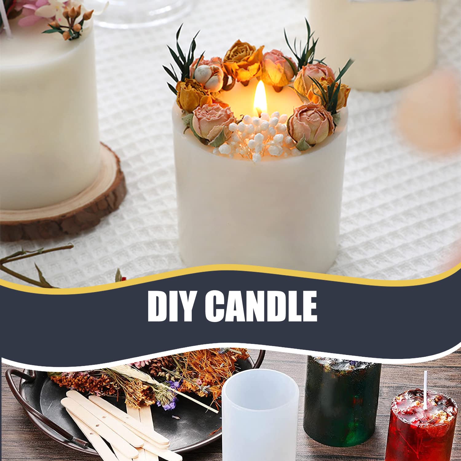 Kocusu Silikon Kerzenformen 2-teilig - Zylinder Gießformen Für DIY Duftkerzen & Seife