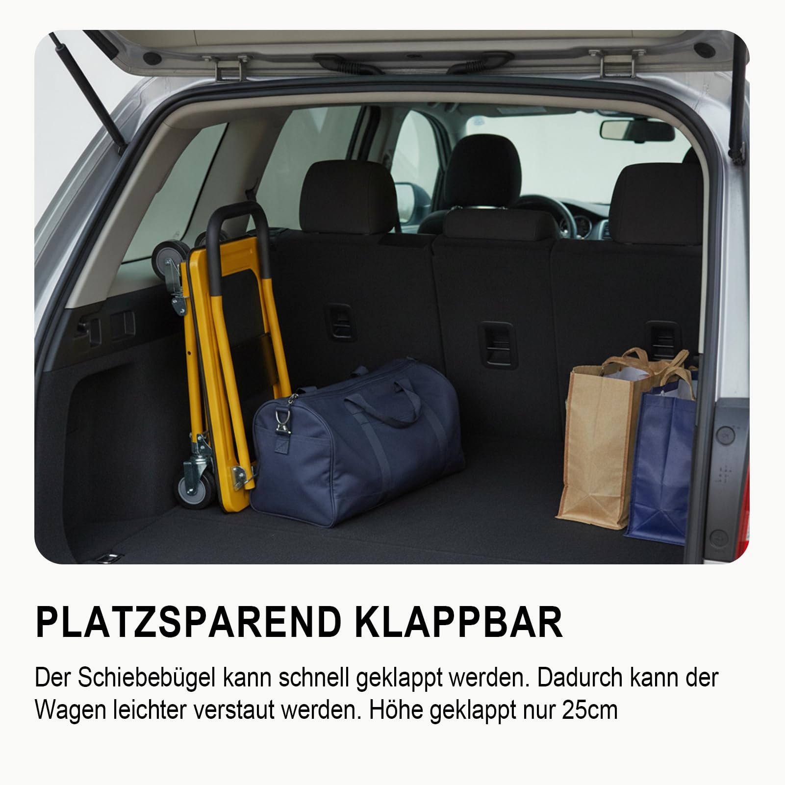 Transportwagen Klappbar, Tragkraft 300 kg, Plattformwagen 90x60cm für Umzug | Schwerlast, Stabiler Rollwagen aus Stahl mit Anti-Rutsch-Beschichtung & 12cm Rollen, Schiebewagen, Lager & Garten
