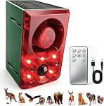 ChunHee Alarme solaire pour détecteur de mouvement extérieur avec son de tir à l'aide d'un chien, enregistrement de soutien et volume réglable, 130db Créateur de bruits lourds 3 Modes de travail Lumière stroboscopique pour la maison, Villa, Ferme, Barn (1pack)