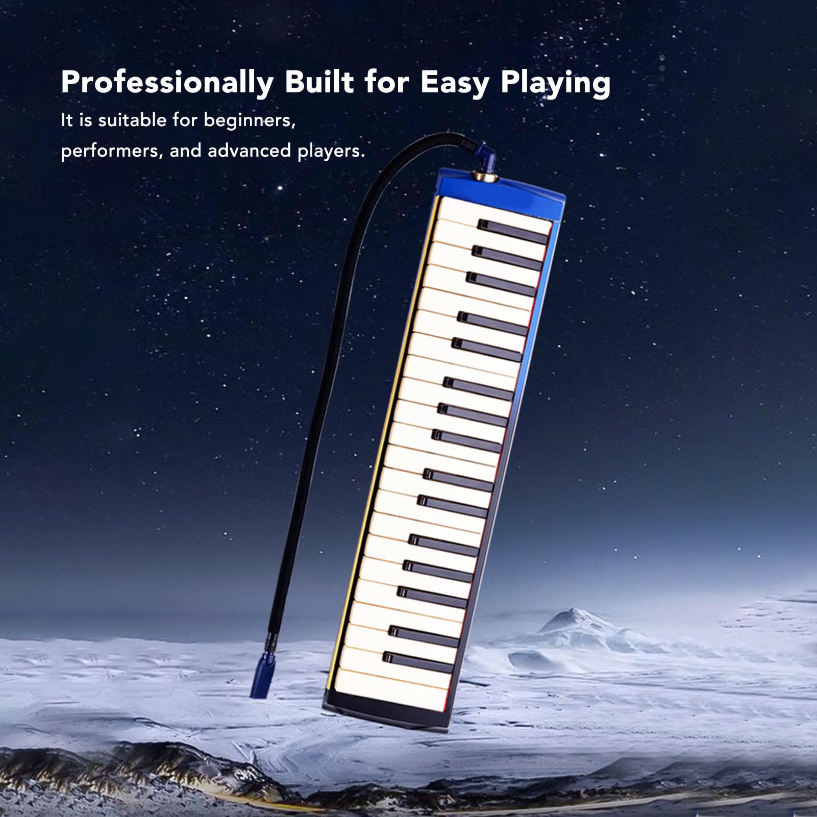 Instrument de Performance Professionnel Mélodica à 37 Touches avec 2 Tubes et 2 Embouts, pour les Performances en Classe et en Direct, Matériau ABS