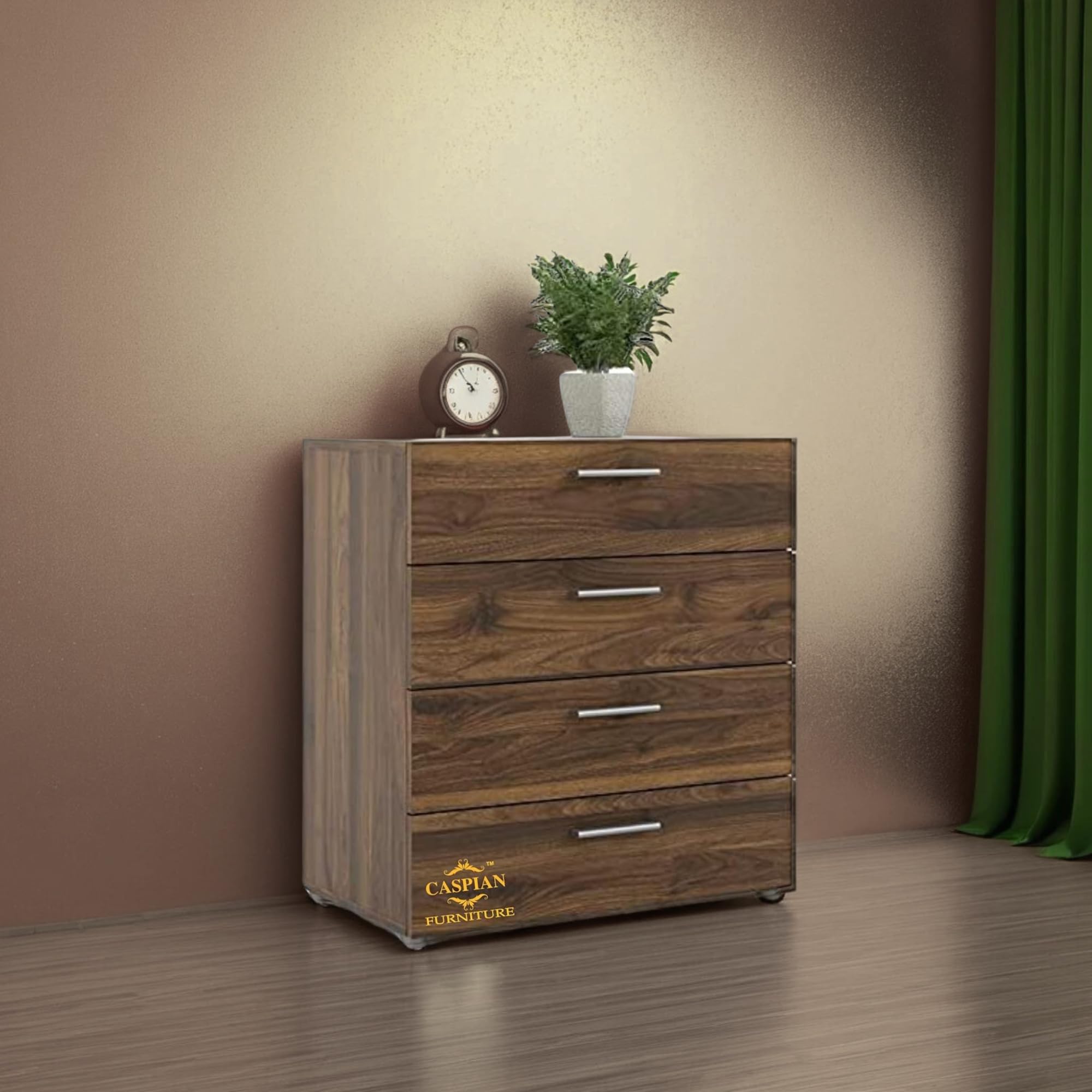 CASPIAN Wooden Chest of Drawers (Classical Streak) | Multipurpose Engineered Wood Storage Organizer Furniture with 4 Drawers | Filing Cabinet for Home, Bedroom, Living Room & Office