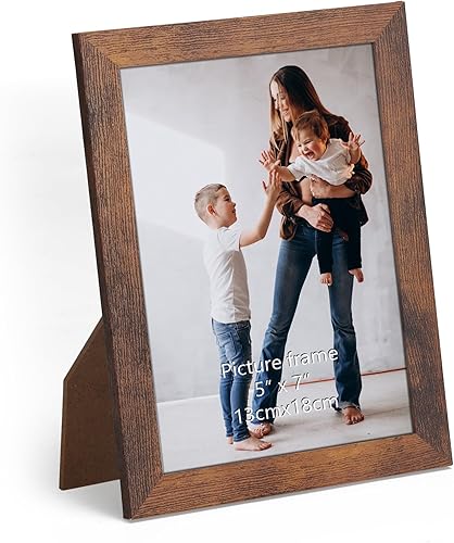 Miniatura 9 de Paquete de 1 portarretratos de 4 x 6 para mesa y pared, marco de fotos marrón rústico de 4 x 6 para visualización horizontal y vertical