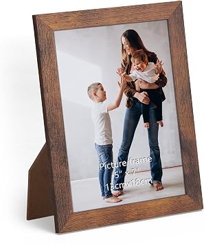 1 Pack 5x7 Picture Frame for Tabletop and Wall, Vintage Linen Color Frame 5 by 7 Rustic Photo Frame for Horizontal and Vertical Display