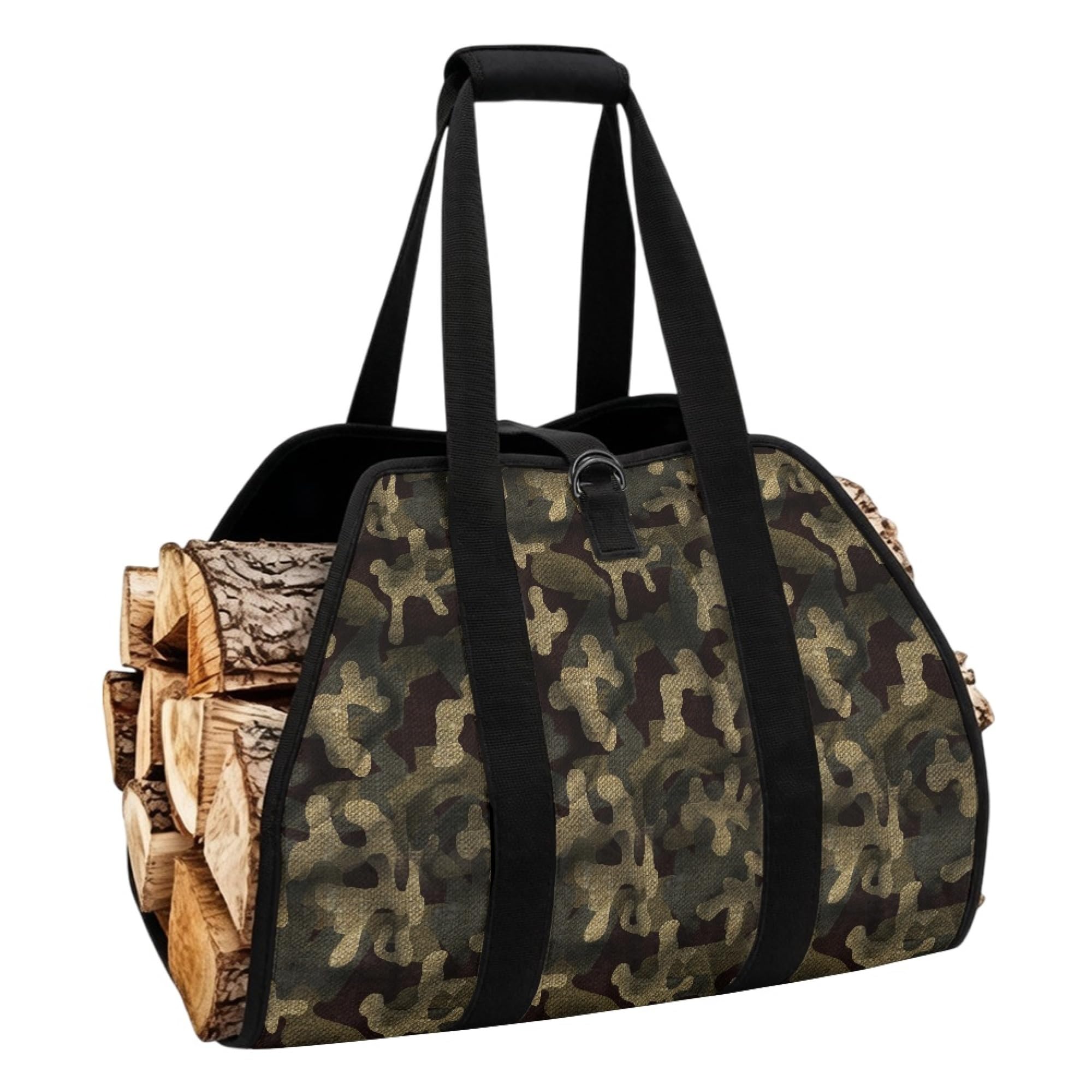 Cumagical Sac de transport portable pour bûches Motif camouflage Marron