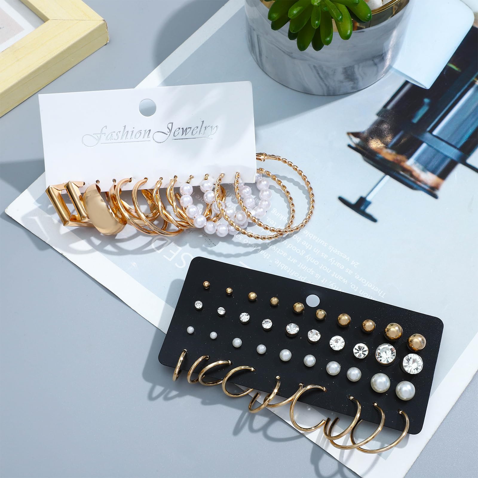 NEWITIN 69 Pcs Gold Jewelry Set for Women Hypoallergenic Bohemian Jewelry view 3