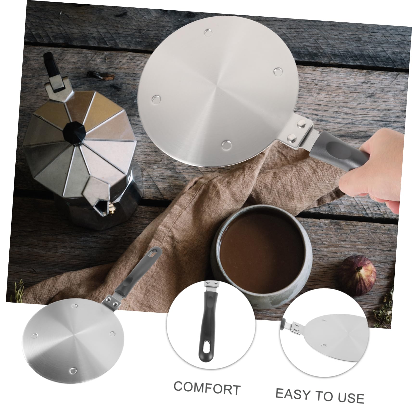 Difusor de Calor Inoxidable para Cafeteras Adaptador de Inducción Mango Desmontable Compatible con Utensilios de Cocina para Cocinas de Inducción y Gas