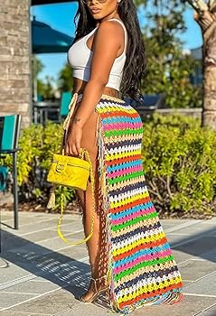 cu4eve Beach Swim Crochet Skirt Cover Up for Swimwear Women
