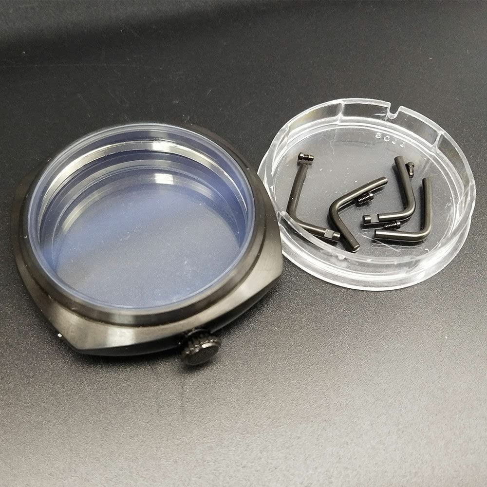 Caja de Reloj de Acero Inoxidable 316L de 45 mm, Color Negro. Accesorios para Relojes con Movimiento ETA 6497/6498.