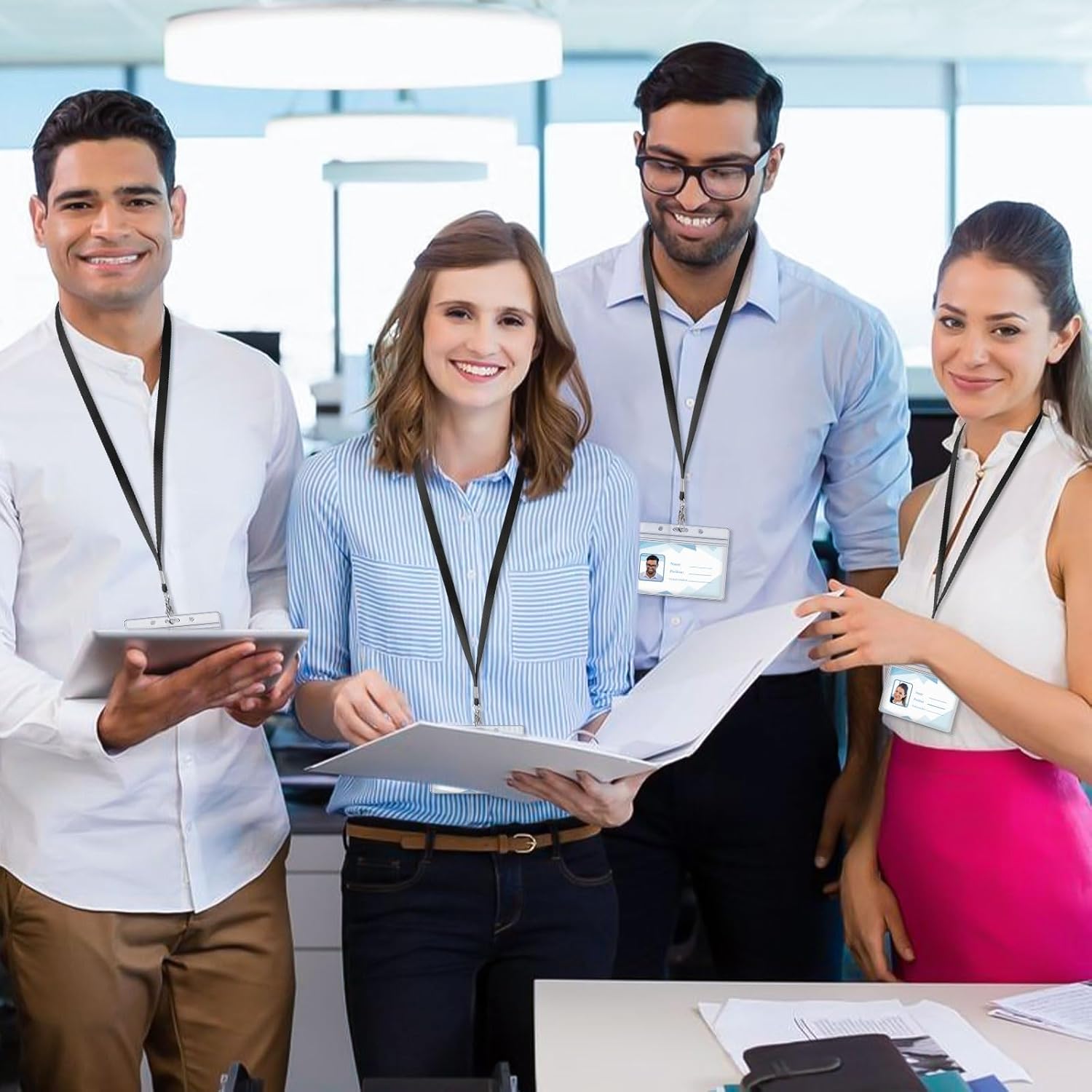 50 Pack Name Tag Lanyards with Id Holder, Clear Plastic Horizontal Name Tags Holders and Black Badge Lanyards with ID Holder for School Office Team Workers Volunteers (Black) - Image 6