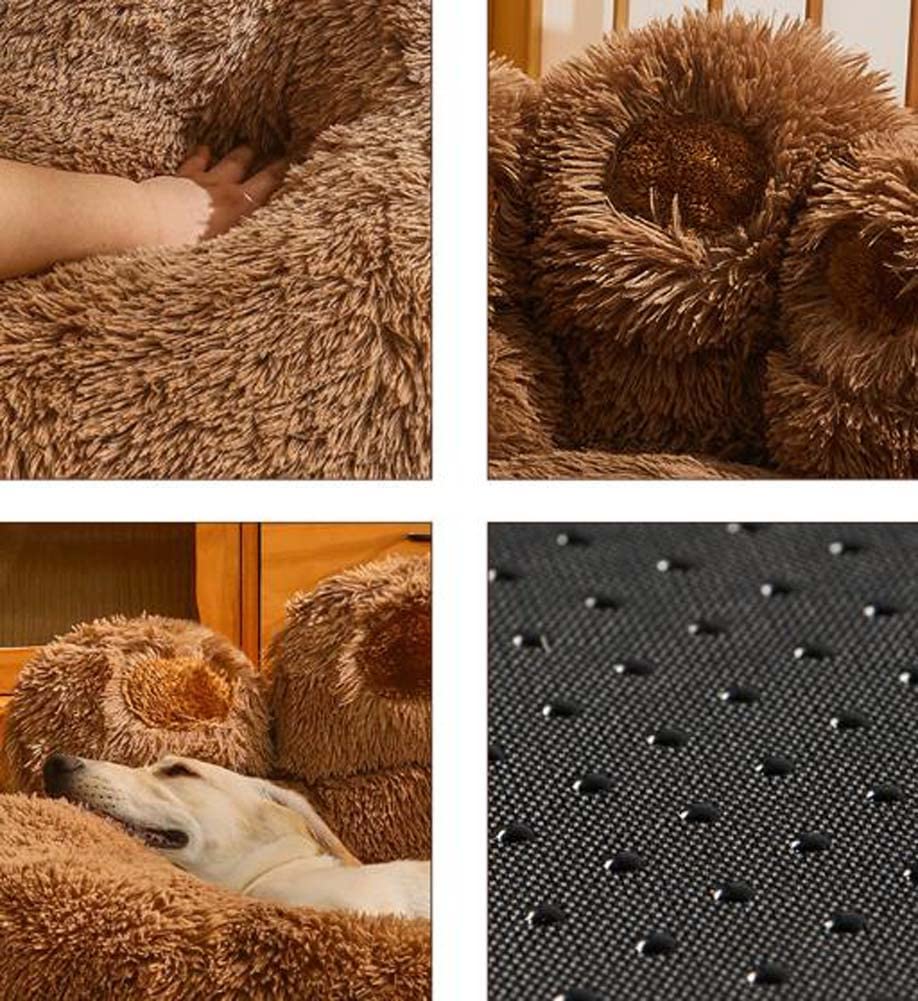 TongHa Donut-Hundebett – Weiches Kunstfell, Rutschfest, Maschinenwaschbar, Mehrere Größen (M Bis XXXL)