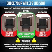 Vista 6 de Wheel Accessories Parts Juego de 20 tuercas negras de extremo abierto de 1/2 pulgada de largo, asiento de cono de bellota 13/16 hexagonal, tuerca