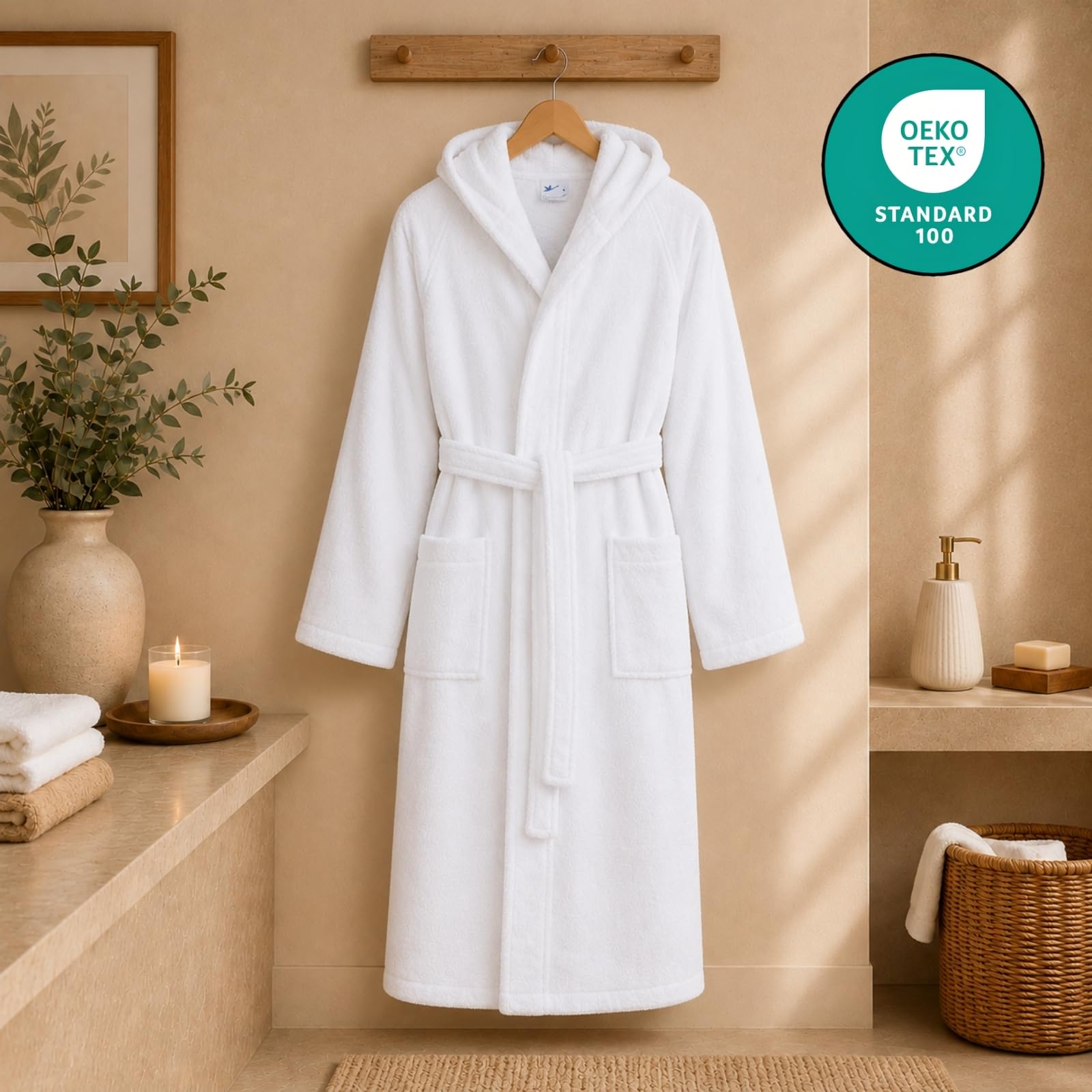 Floringo Bademantel mit Kapuze Mod. 602 Frottee Premium-Soft-Qualität Unisex