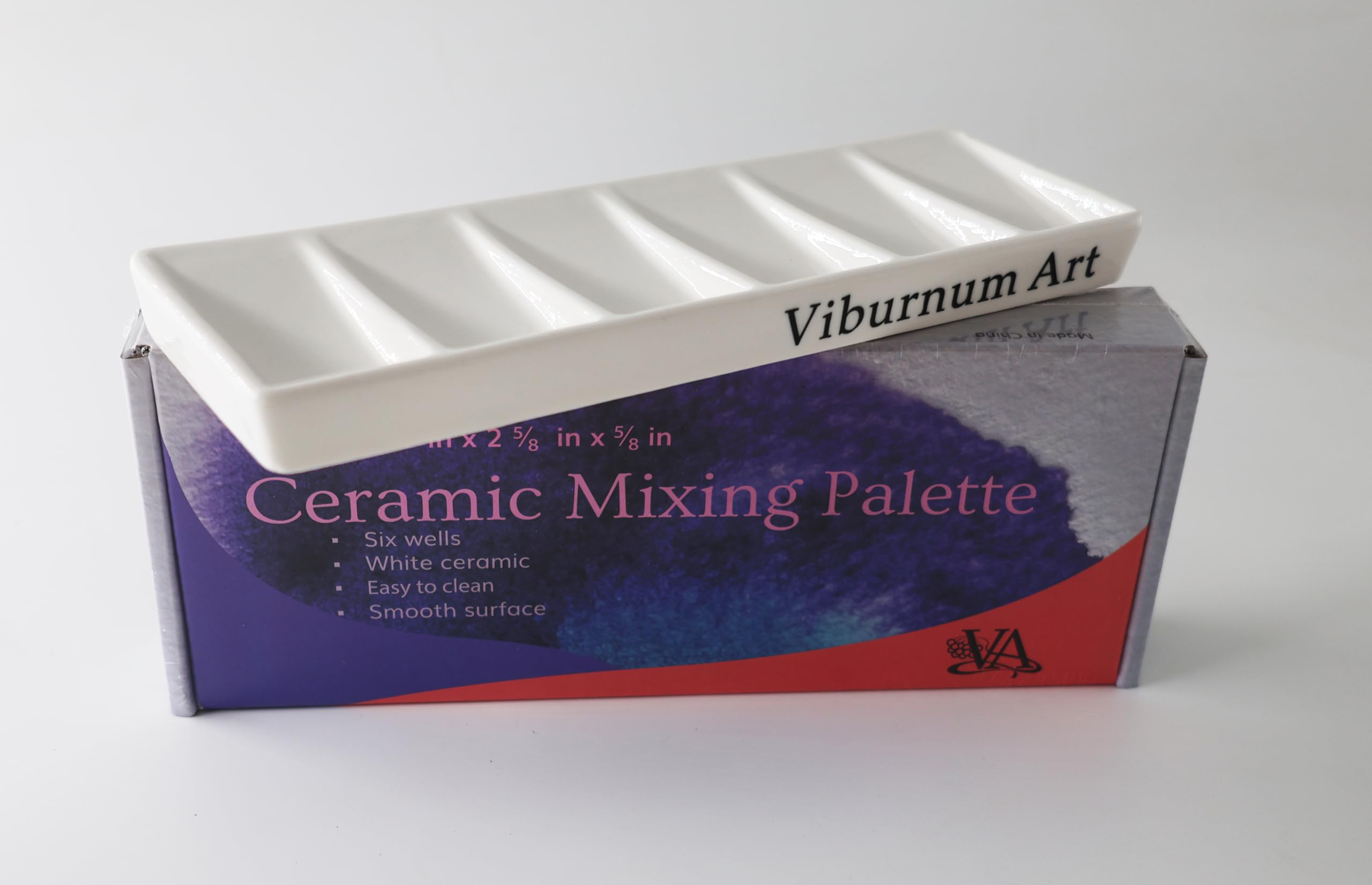 6-Well Porcelain Paint Palette White Ceramic Rectangle Mixing Tray