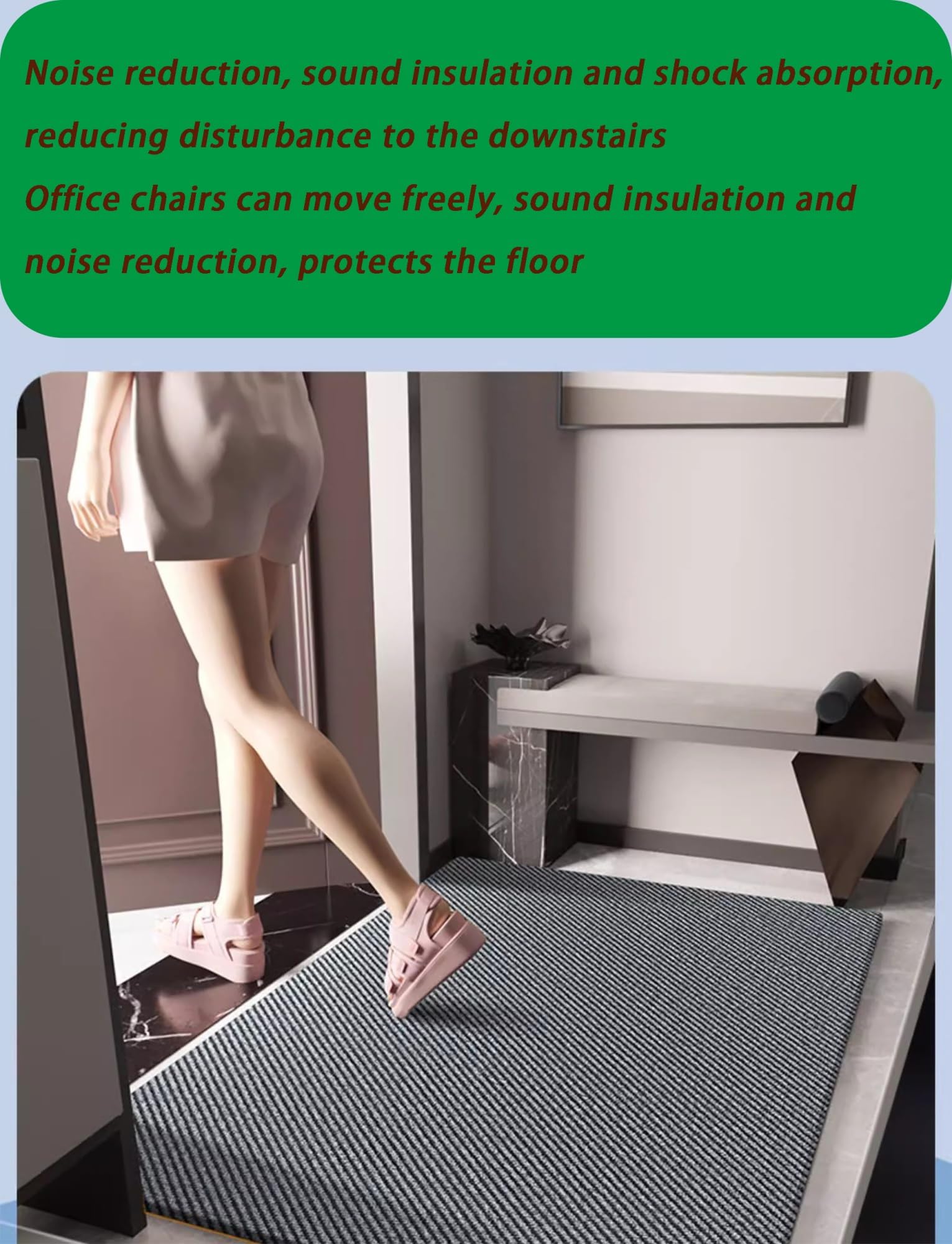 Tapis absorbant acoustique, épaisseur 7 mm, coupable, pour salon, chambre à coucher, bureau, réduction du bruit, installation sur de grandes surfaces