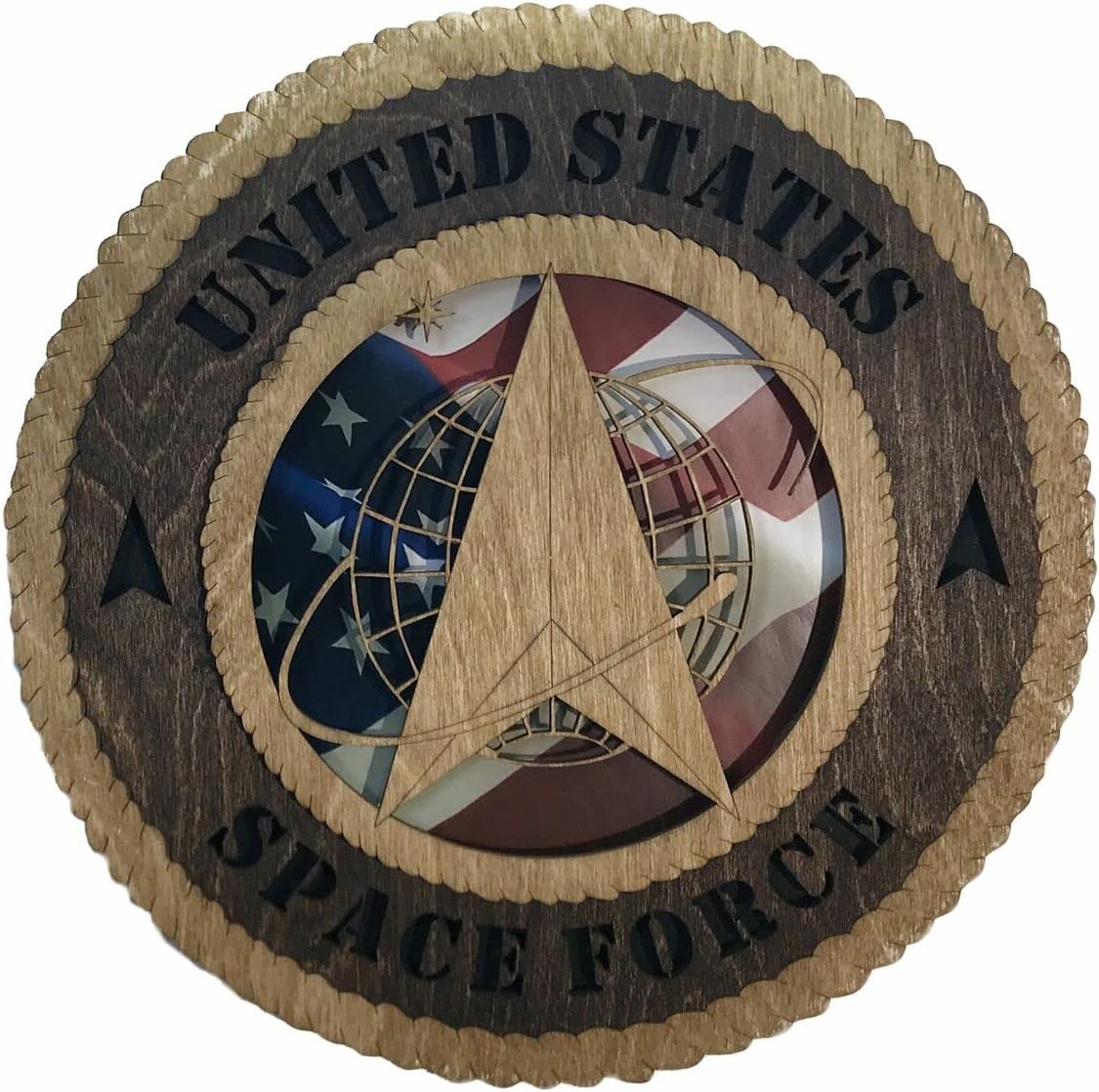 6 Branch Set Laser Cut Military 8" Wall Plaques with American Flag