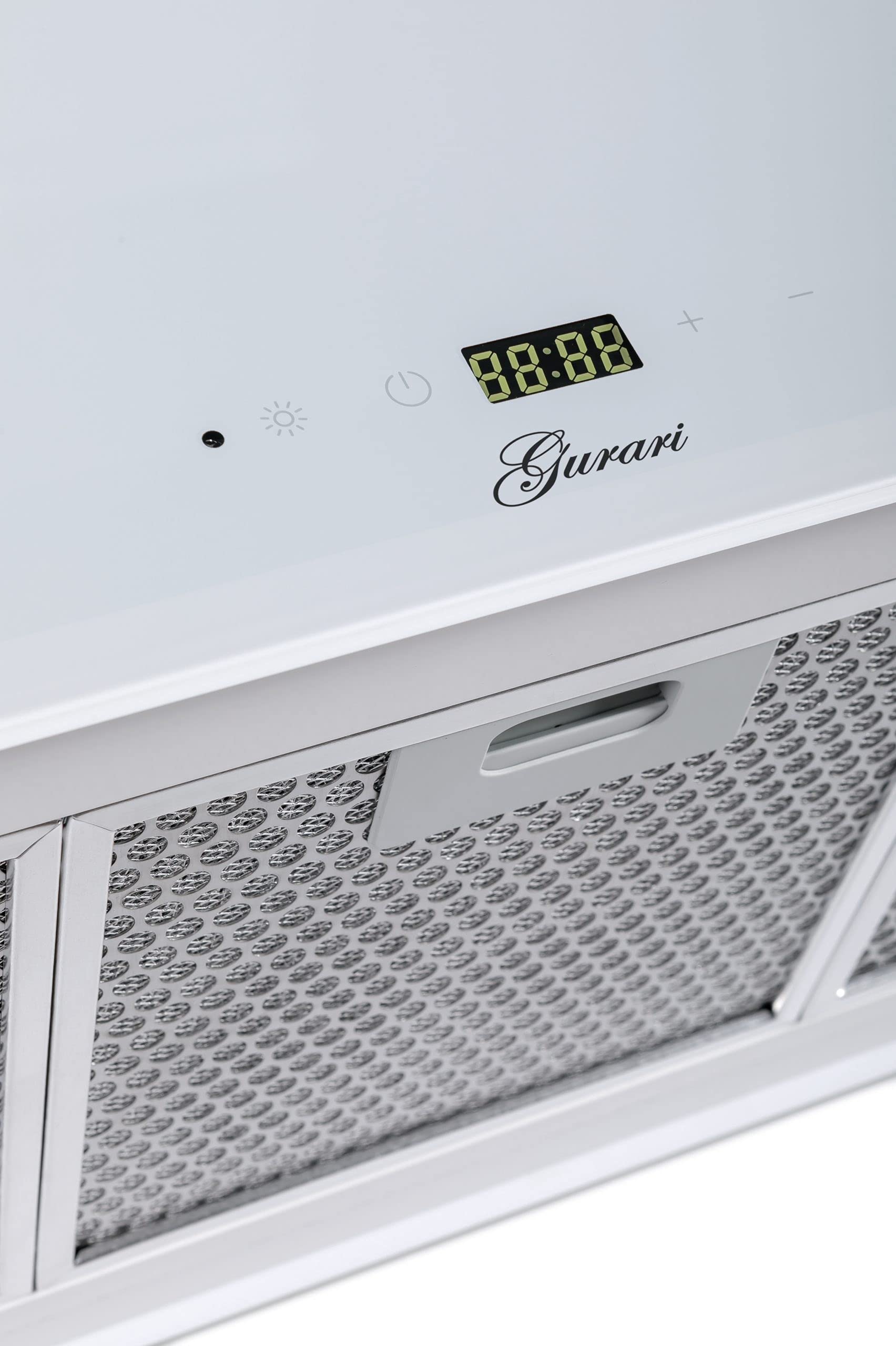 GURARI Inselhaube GCH I 333 90 WH Prime, Dunstabzugshaube 90cm, 1000m³/h, Weißglas, LED Beleuchtung