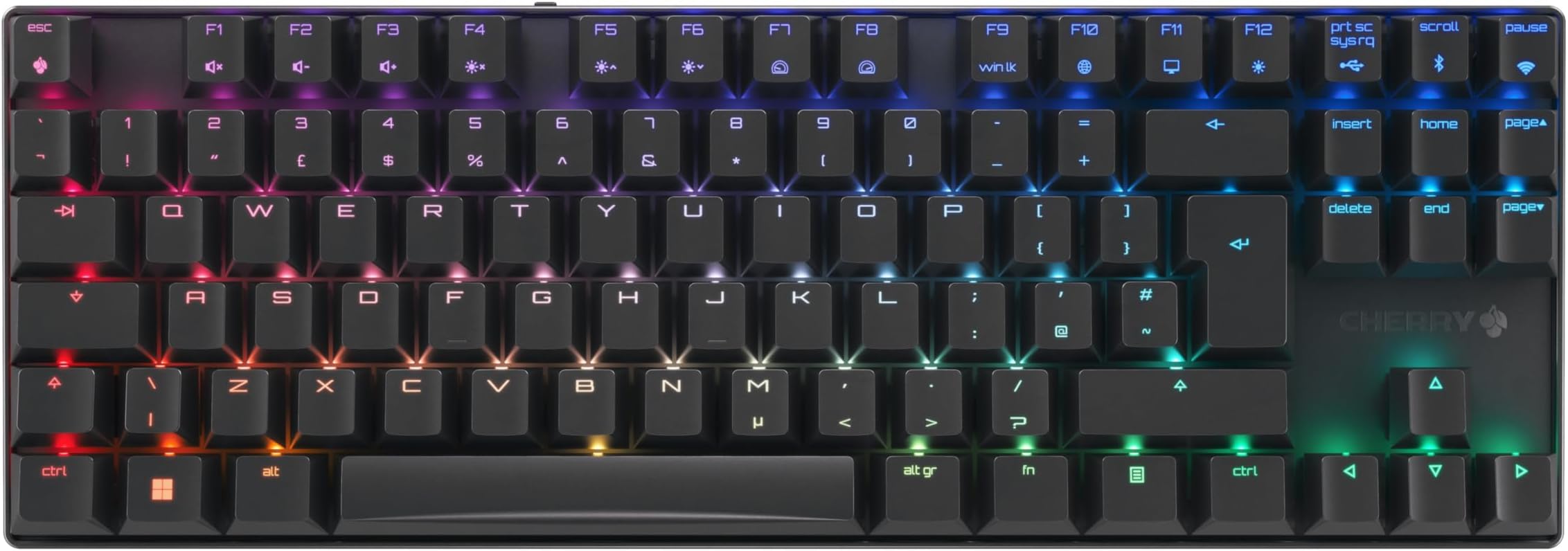 MX 8.2 TKL Wireless Gaming Keyboard without Number Keypad, UK Layout (QWERTY), Bluetooth, 2.4GHz and Cable, MX2A RED Switches, Black