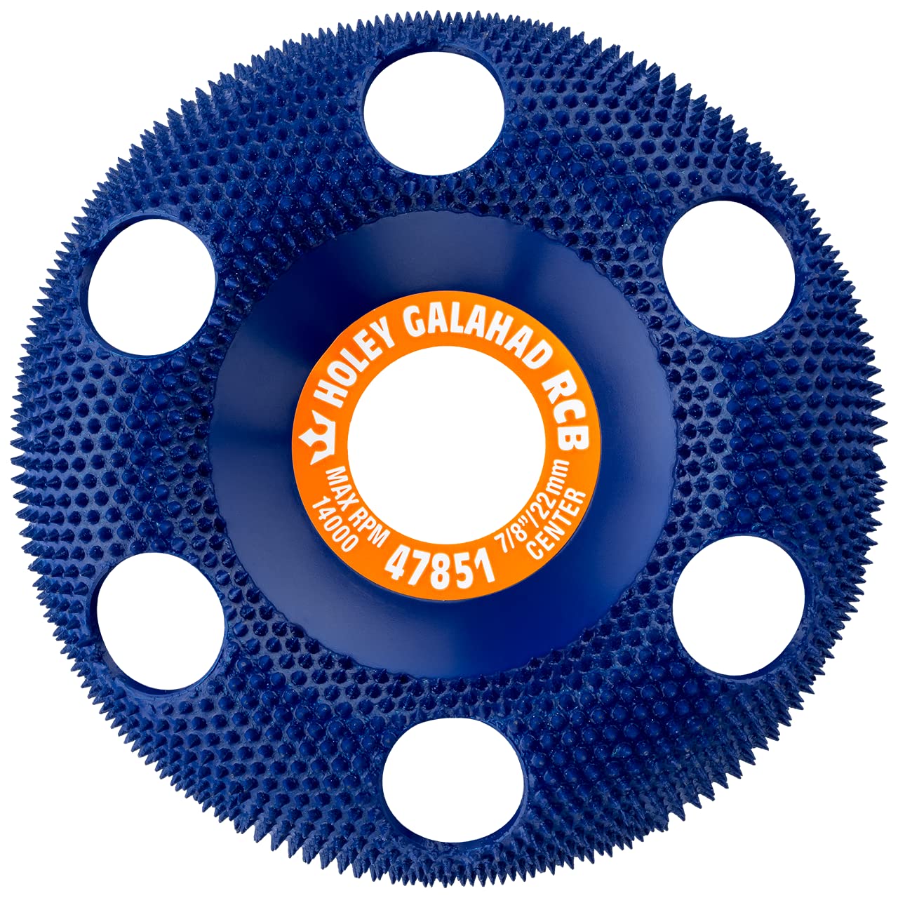 King Arthur's Tools Original and Patented Round Coarse Blue Holey Galahad Tungsten Carbide Disc for Woodworking, Shaping, and Smoothing - Fits most Standard 4 1/2, 115-125mm Angle Grinders #47851 RCB