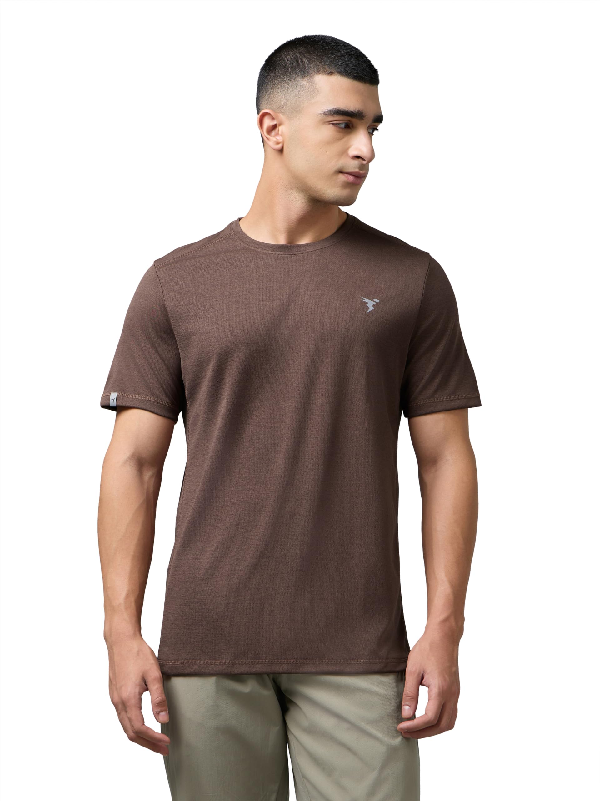 Men Solid Slim Fit Round Neck Sports T-Shirt with Double Cool Cooling Technology, UPF 50+ UV Protection, Quick Dry, Sweat Wicking, Anti Odour, Stretch Gym Running Workout Active Wear T-Shirt-image-11