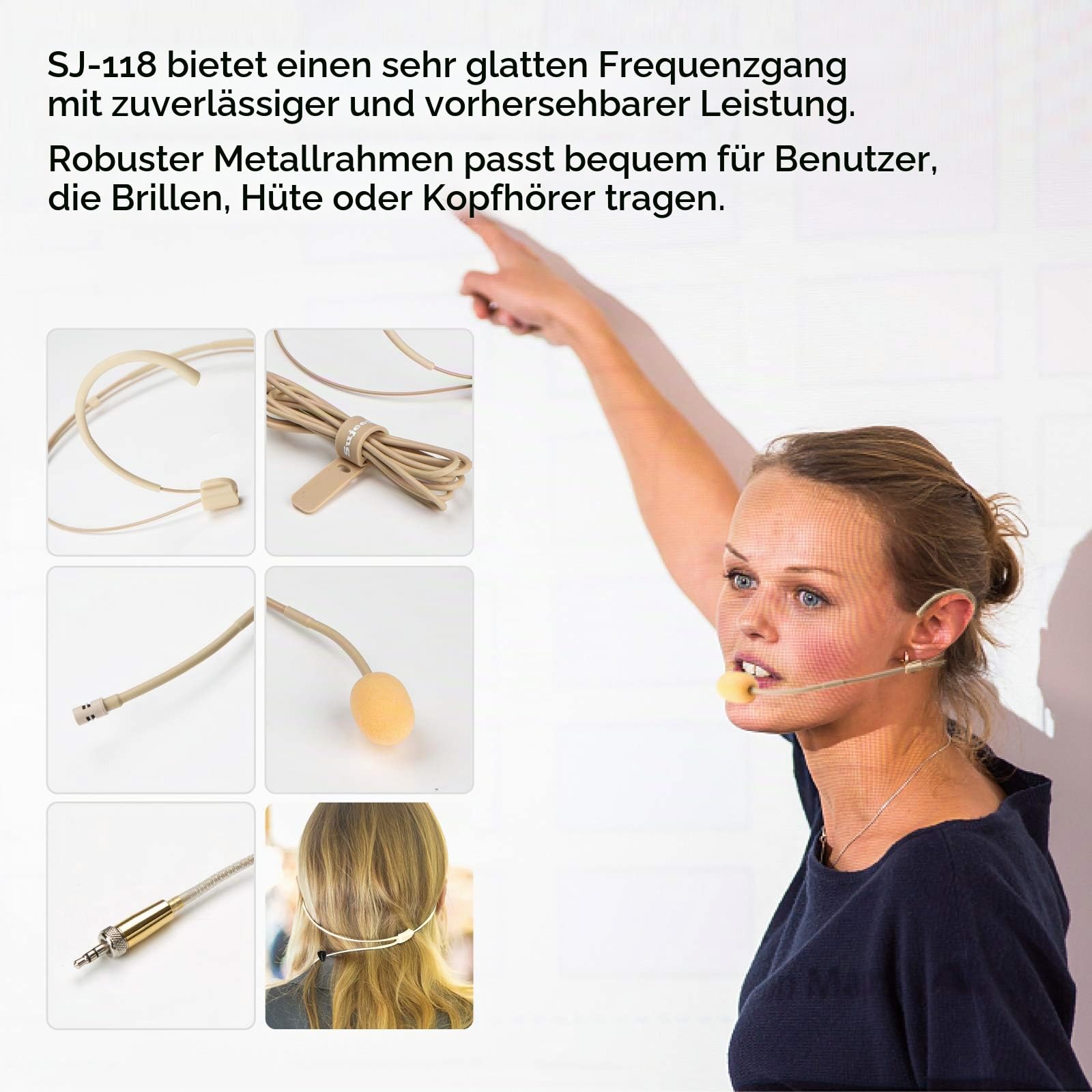 Headset Mikrofon Stirnband mic für Sennheiser kabellos Bodypack Transmitter Taschensender - Ideal für Vorträge, Theater, Podcasts Mit Robust Aufbewahrungsbehälter