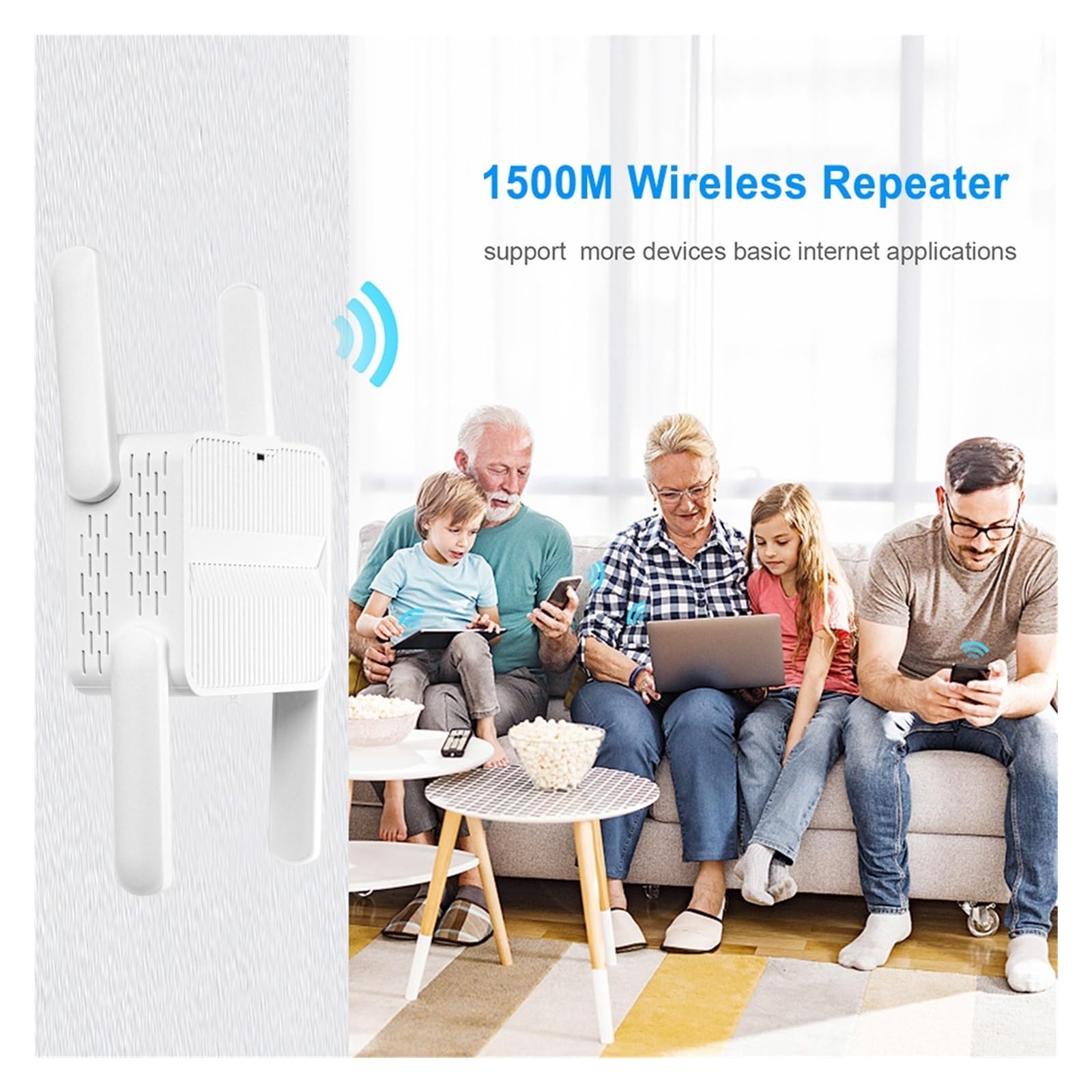 Wzmacniacz Sygnału WiFi 6 Repeater Extender 1500 Mb/s Dwupasmowy 2,4 GHz/5 GHz Anteny DBi Dalekiego Zasięgu Easy Szeroka Kompatybilność