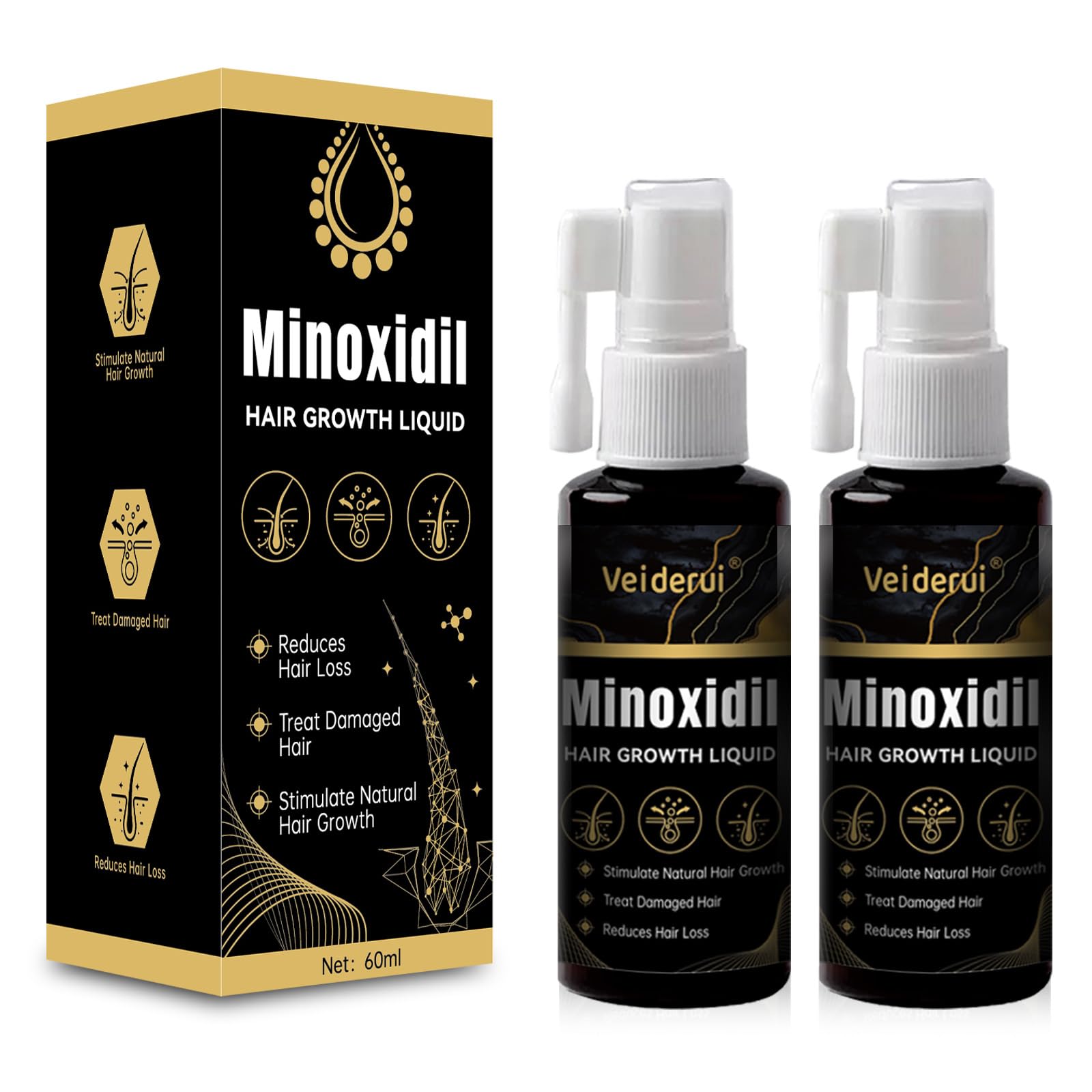Minoxidil Hair Growth with Biotin 5 Minoxidil for Men and Women - Hair Growth Supports Thicker and Fuller