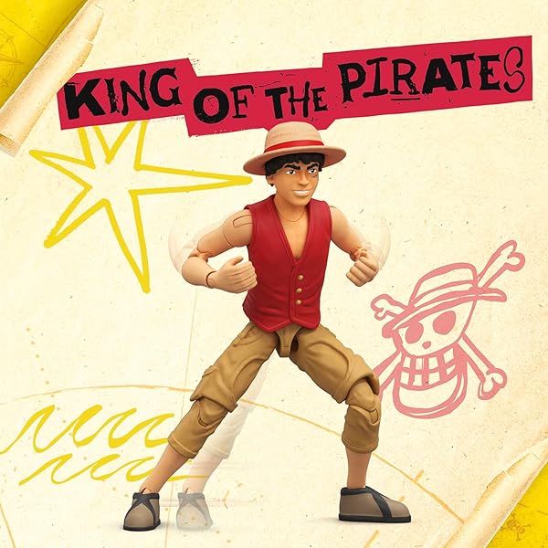 One Piece Monkey D. Luffy 6″ (15 cm) Action Figure with 6 Accessories. Includes Swappable Arms and Legs, Wanted Poster, and Berry Coin Display Base - 5