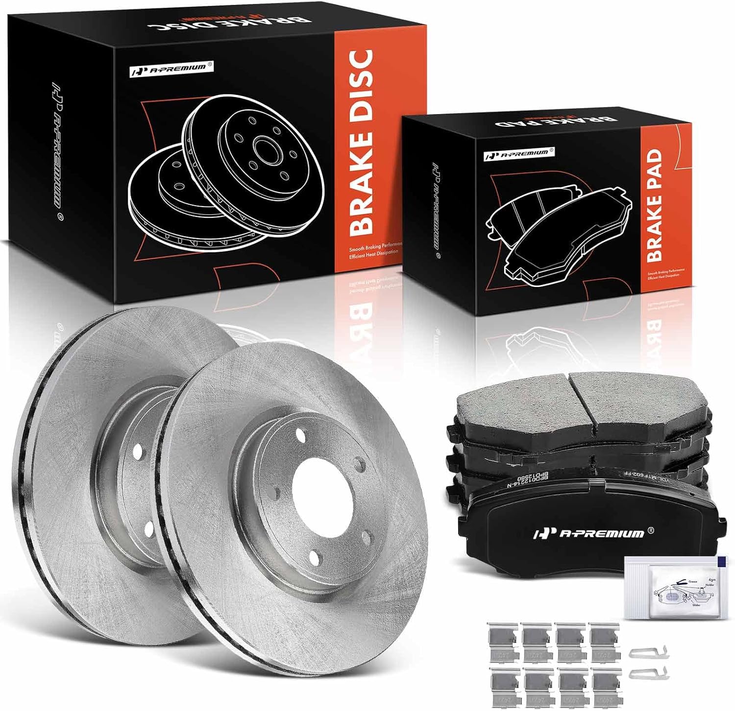 A-Premium 11.65 in (296mm) Front Vented Disc Brake Rotors + Ceramic Pads Kit Compatible with Select Ford & Lincoln Models - Edge 2007-2009, MKX 2007-2009, FWD, 6-PC Set