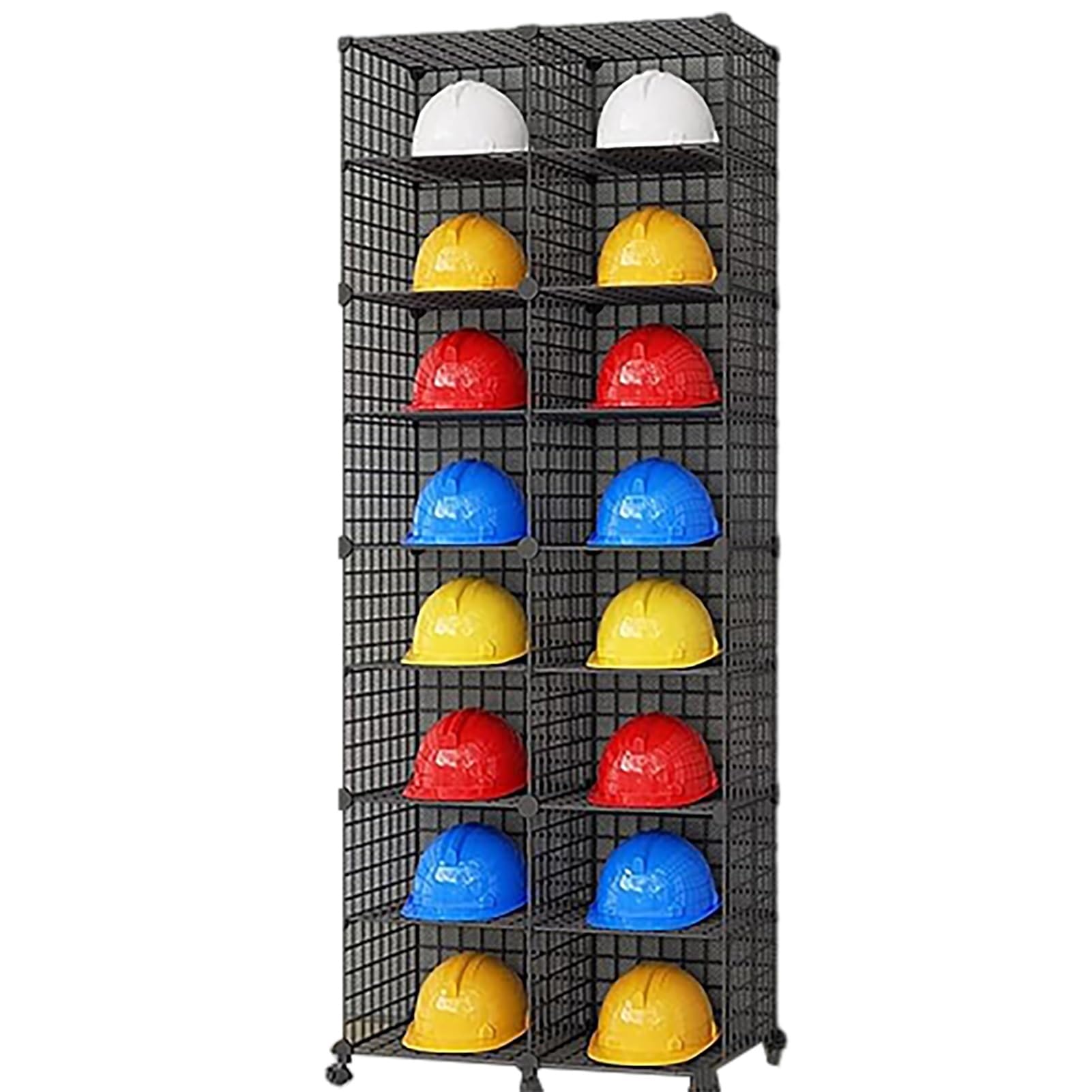 Casco Obra Cajas de Seguridad de Gran Capacidad para Gorras de 6, 12, 18, 24 y 32 Pulgadas. Soporte Móvil para Cascos de Motocicleta para Tiendas de Fábrica en Casa(Black,75x37x192cm)