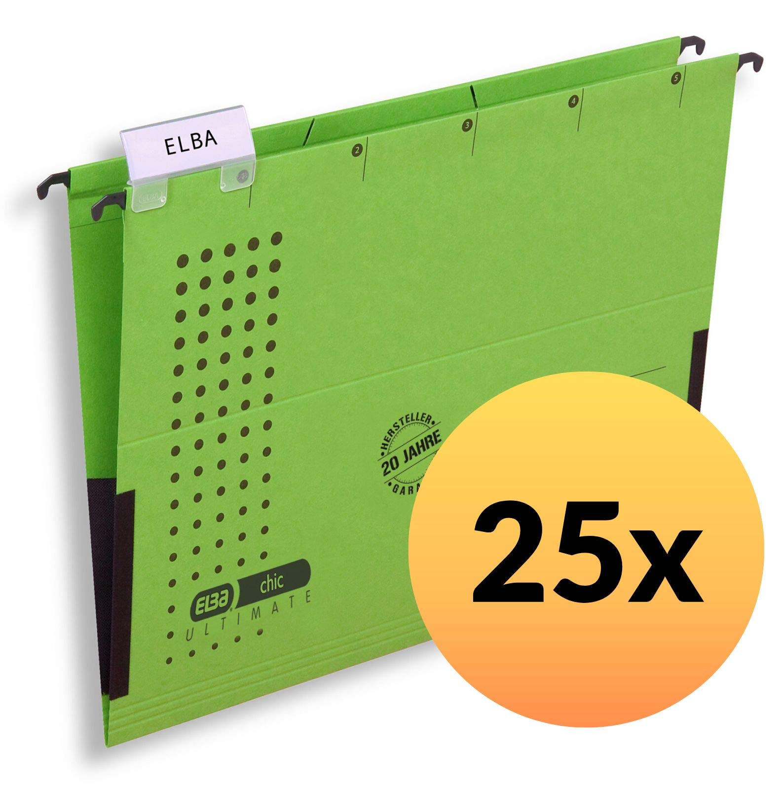 ELBA Hängetasche chic für A4, aus Karton, mit Leinenfröschen, grün, 25er Pack