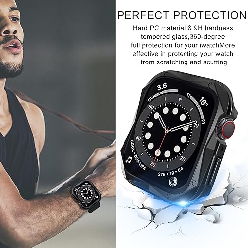 Miniatura 4 de surundo Paquete de 2 fundas rígidas de policarbonato con protector de pantalla de vidrio templado para Apple Watch de 177 pulgadas Series 87