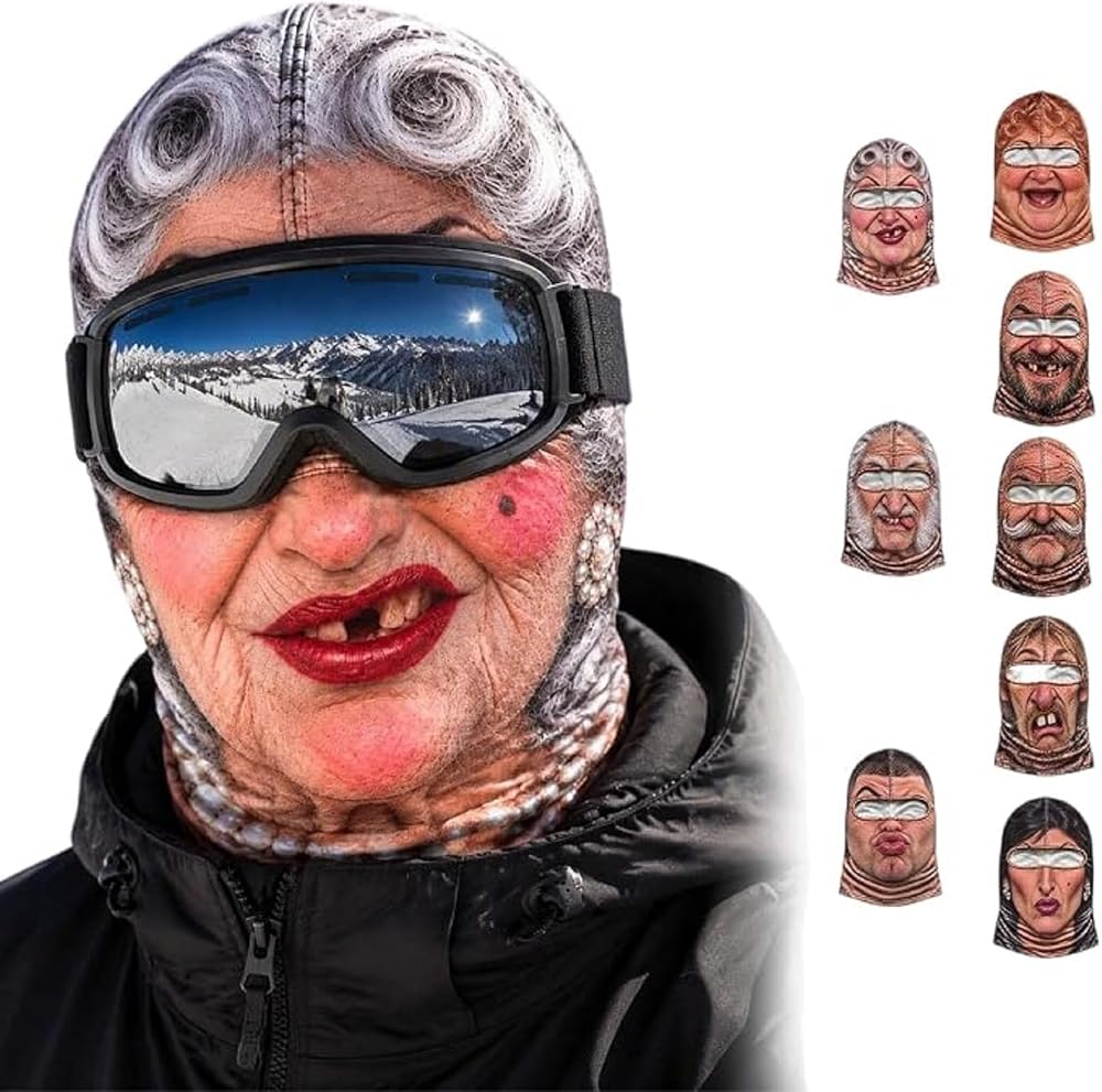 Realistic Old Man Ski Masks Funny 3D Balaclava Winter Face Mask