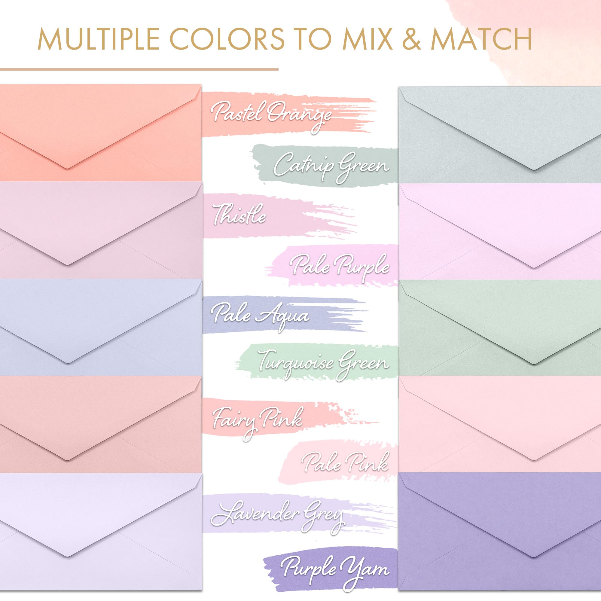 Lot de 100 enveloppes professionnelles #10, 11,4 x 24,9 cm, 10 couleurs pastel