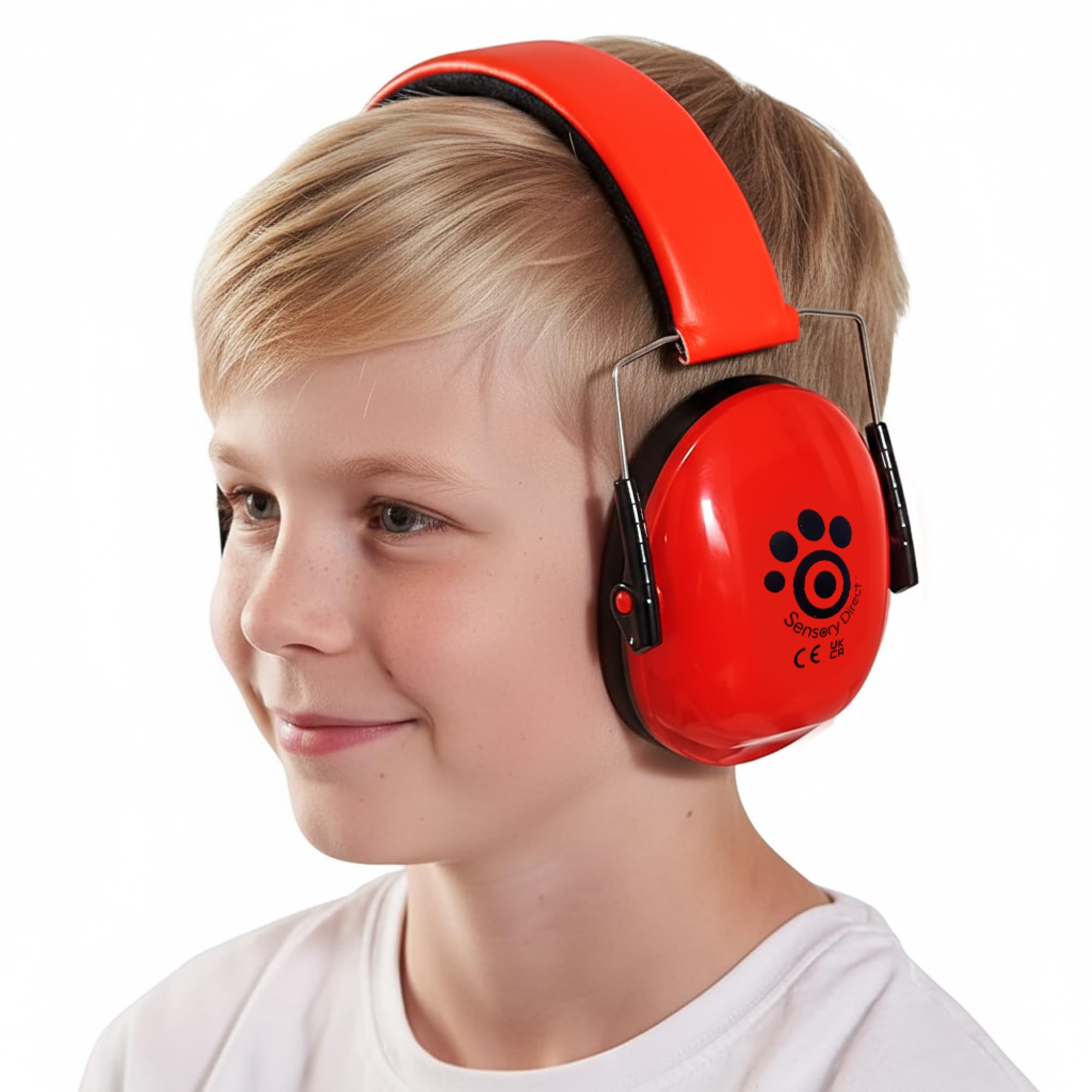 Sensory Direct Unisex Kids Red Ear Defenders - | Noise Cancelling Headphone & Protection For Kids & Adults With Sensory Integration | For Autistic Individuals, Asd, Aspergers, Processing Disorders | Compact Size