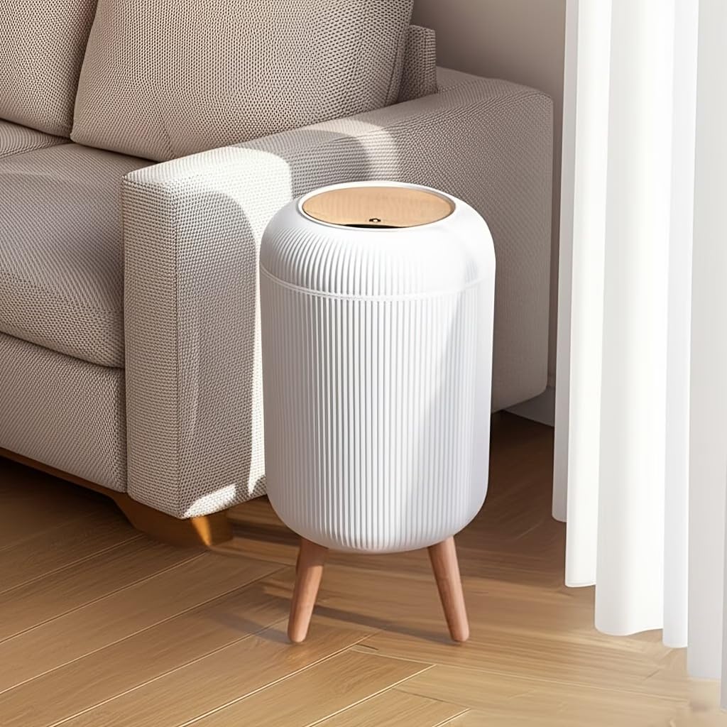 Modern Ribbed Dustbin - Elegant Kitchen Storage -3