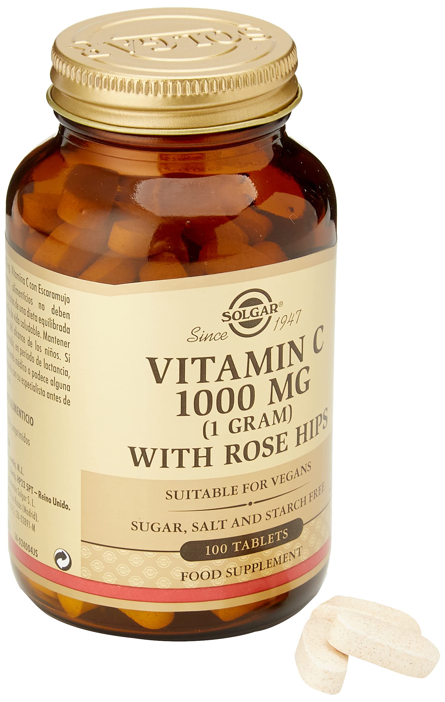 Solgar Vitamin C 1000 mg with Rose Hips, 100 Tablets - Antioxidant \u0026 Immune  Support - Overall Health -