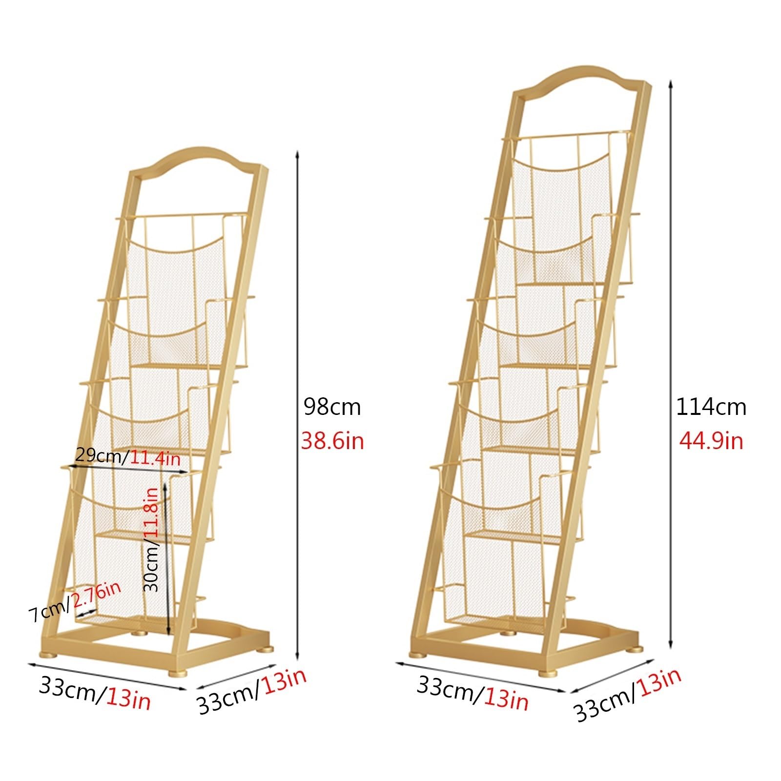 zeitungsständer Literaturständer Boden, Magazin-Zeitungsständer Mit 4/5 Fächern, Stehender Metallkorb Für Einkaufszentren, Krankenhäuser, Kirchen, Hotels (Color : Black, Size : 4 Tier)
