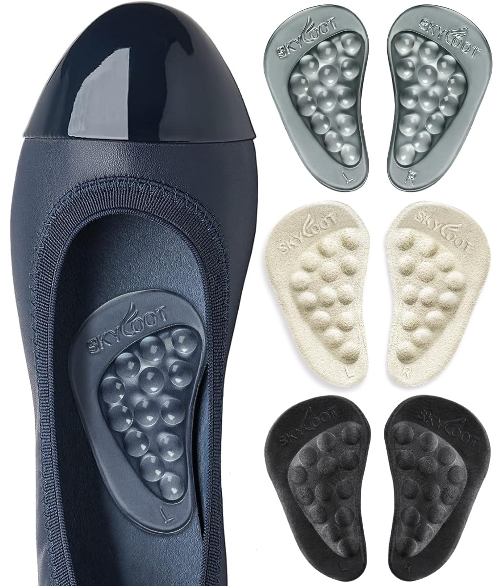 Skyfoot Arch Support Inserts for Flat Feet, Plantar Fasciitis, Arch Insoles for Foot Pain and Pressure Relief - 3 Pairs (Black Crystal+Beige+Black)