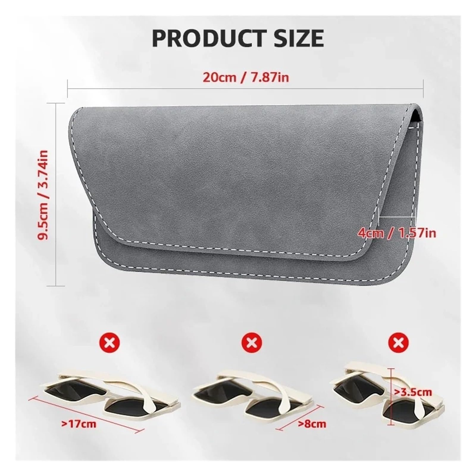 Soporte para Gafas De Sol Coche Estuche para Visera Organizador Almacenamiento Accesorios Interiores Magnéticos Gamuza Estuche para Gafas De Sol Coche(Black)