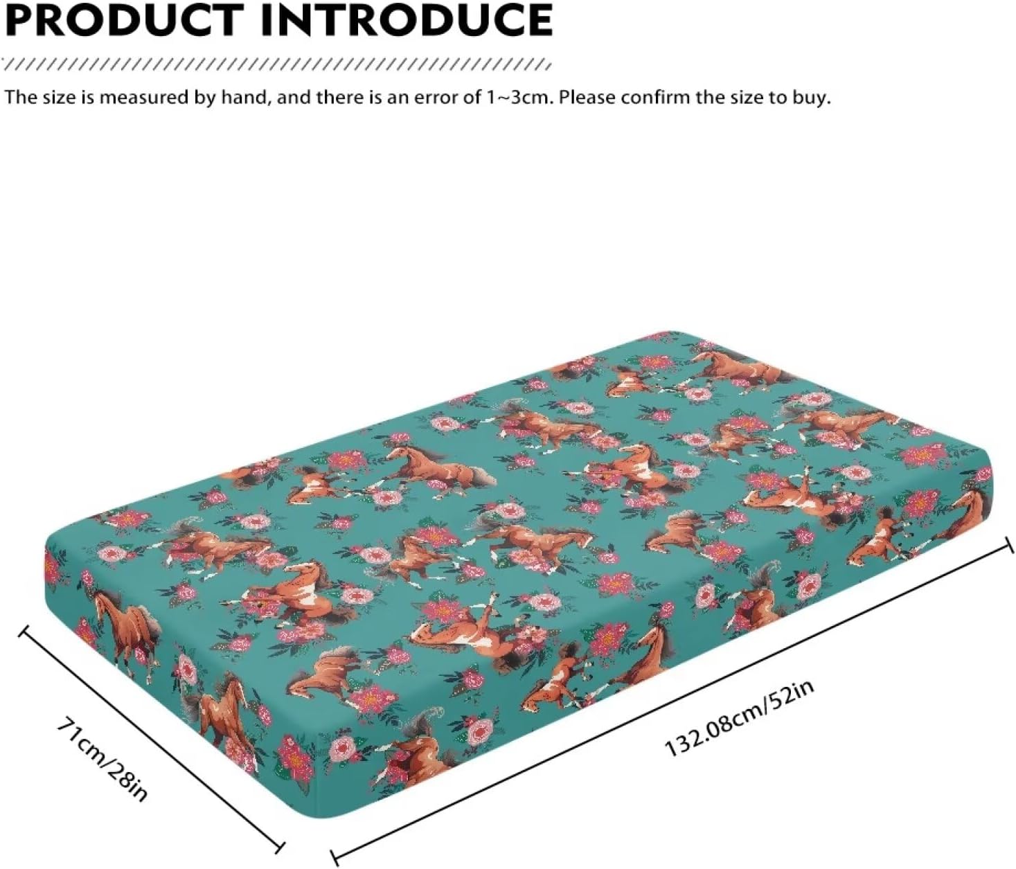 Floral Horse Fitted Crib Sheet Super Soft | Sized for Standard Baby Crib & Toddler Mattress | Machine Washable 52” x 28”