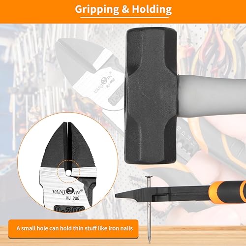 Miniatura 6 de Cortadores de alambre de 8 pulgadas, alicates de corte diagonal de alambre de alto apalancamiento 4 en 1 con pelacables, alicates de corte lateral