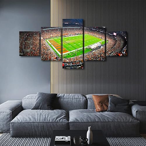 Vista 44 de Cuadros de estadios deportivos de fútbol americano de Minnesota, cuadros de vikingos, 5 paneles, lienzo para pared, arte de pared del estadio
