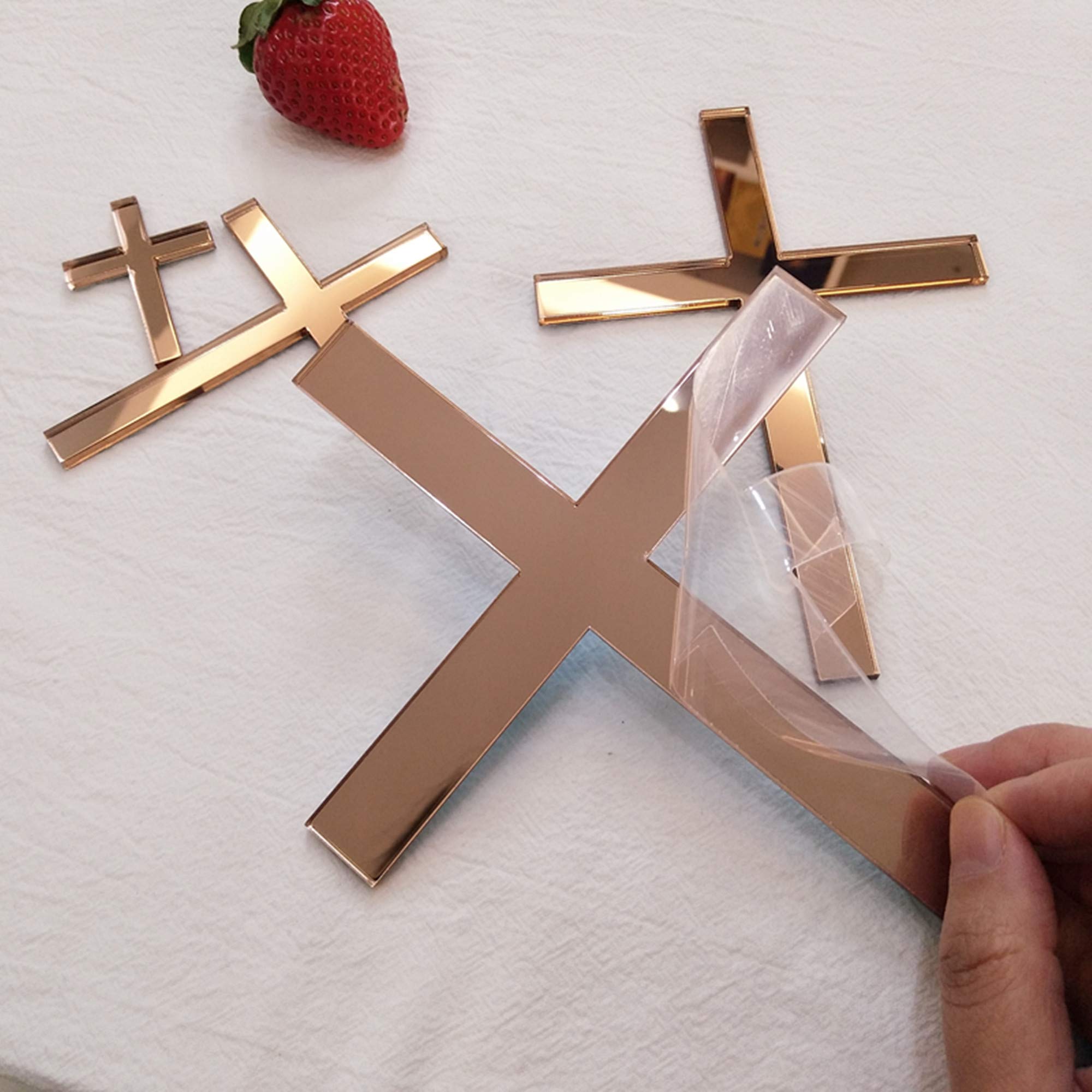 FINGERINSPIRE 40 Adornos De Cruz Para Tartas, Adornos Acrílicos Dorados De Espejo Para Cupcakes, Decoración De Tartas Cruzadas Para Bautismo, Celebración Religiosa, Baby Shower, Decoración Cristiana